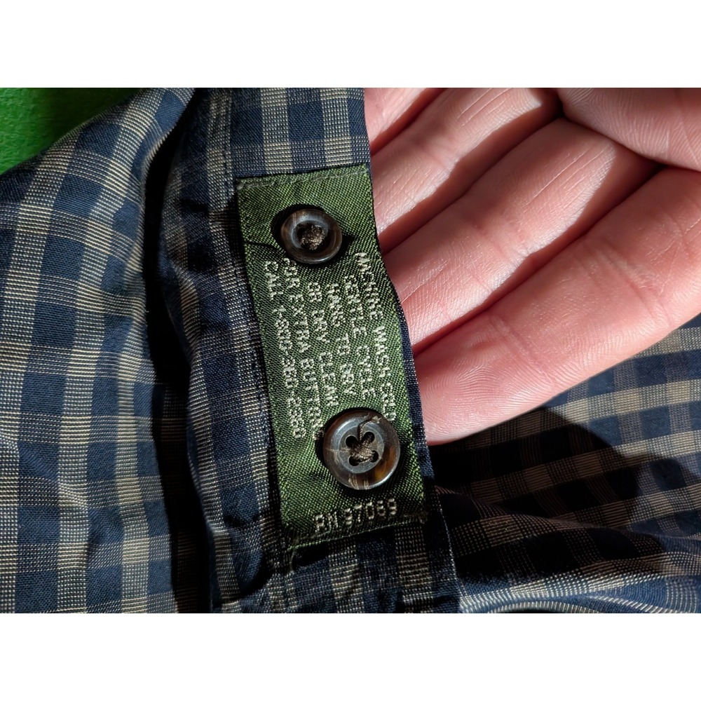 Scott Barber Button Down Shirt Long Sleeve Plaid Check Large Blue Green Tencel - Picture 8 of 8